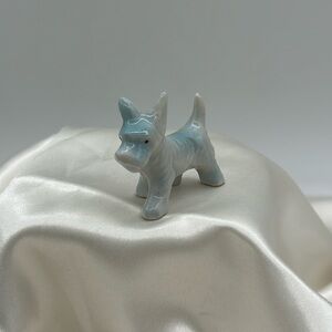 Vintage Bone China White /Blue Dog Figure Scottish Terrier / Westie  Japan 2”